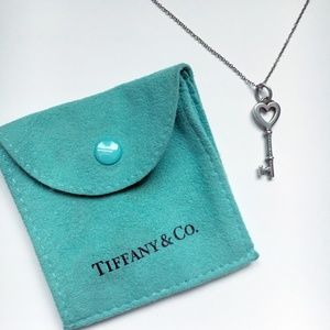 Tiffany & Co Silver Heart Key Pendant & Chain